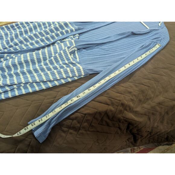 Super soft duster cardigan w/blue & white stripes w/pockets size XL Culture Club - Picture 9 of 9